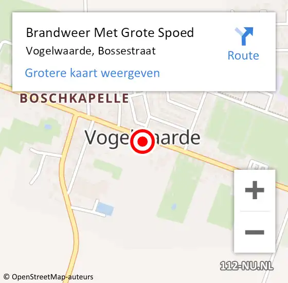 Locatie op kaart van de 112 melding: Brandweer Met Grote Spoed Naar Vogelwaarde, Bossestraat op 4 december 2022 12:46