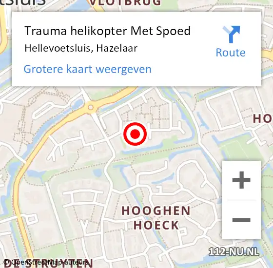 Locatie op kaart van de 112 melding: Trauma helikopter Met Spoed Naar Hellevoetsluis, Hazelaar op 4 december 2022 13:34