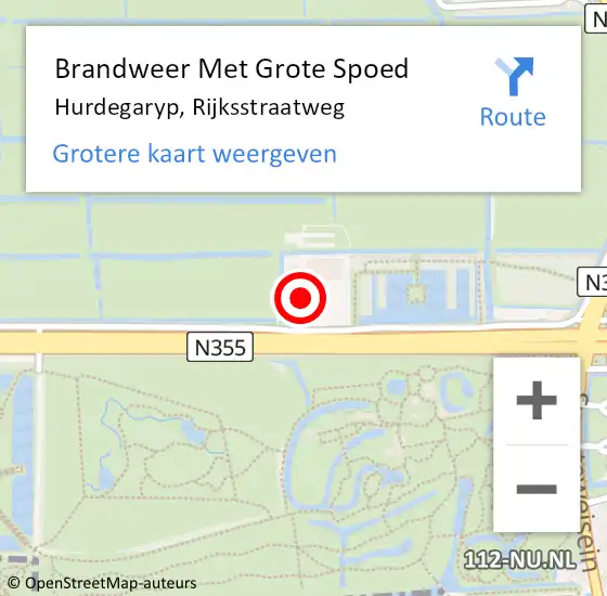 Locatie op kaart van de 112 melding: Brandweer Met Grote Spoed Naar Hurdegaryp, Rijksstraatweg op 4 december 2022 17:10