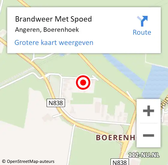 Locatie op kaart van de 112 melding: Brandweer Met Spoed Naar Angeren, Boerenhoek op 4 december 2022 17:58