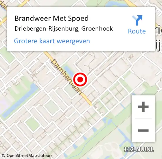 Locatie op kaart van de 112 melding: Brandweer Met Spoed Naar Driebergen-Rijsenburg, Groenhoek op 4 december 2022 20:16