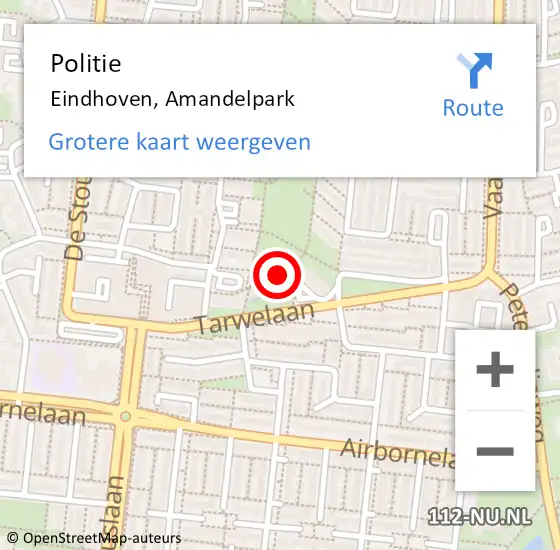 Locatie op kaart van de 112 melding: Politie Eindhoven, Amandelpark op 4 december 2022 20:37