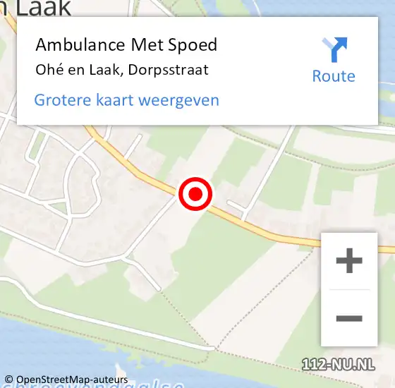 Locatie op kaart van de 112 melding: Ambulance Met Spoed Naar Ohé en Laak, Dorpsstraat op 4 december 2022 21:19