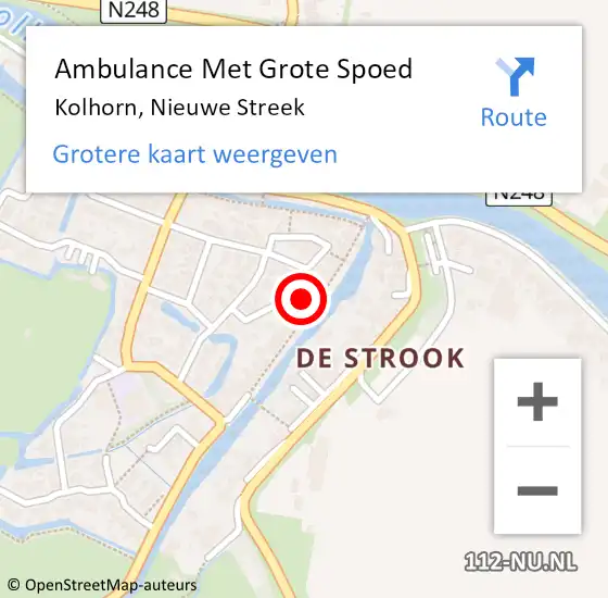 Locatie op kaart van de 112 melding: Ambulance Met Grote Spoed Naar Kolhorn, Nieuwe Streek op 4 december 2022 23:45