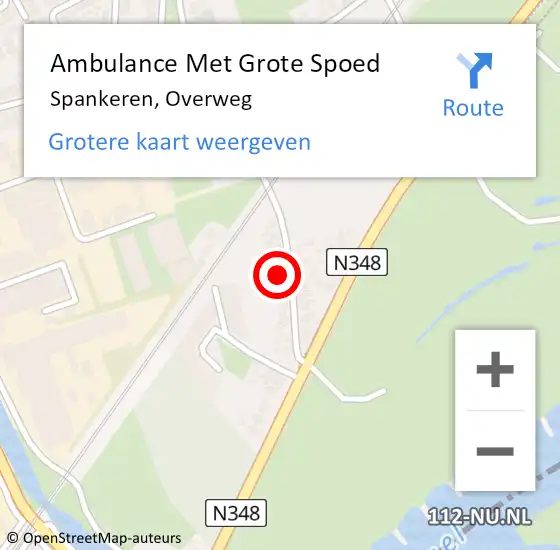 Locatie op kaart van de 112 melding: Ambulance Met Grote Spoed Naar Spankeren, Overweg op 5 december 2022 05:24