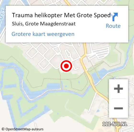 Locatie op kaart van de 112 melding: Trauma helikopter Met Grote Spoed Naar Sluis, Grote Maagdenstraat op 5 december 2022 07:21