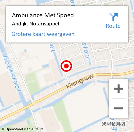 Locatie op kaart van de 112 melding: Ambulance Met Spoed Naar Andijk, Notarisappel op 5 december 2022 09:47