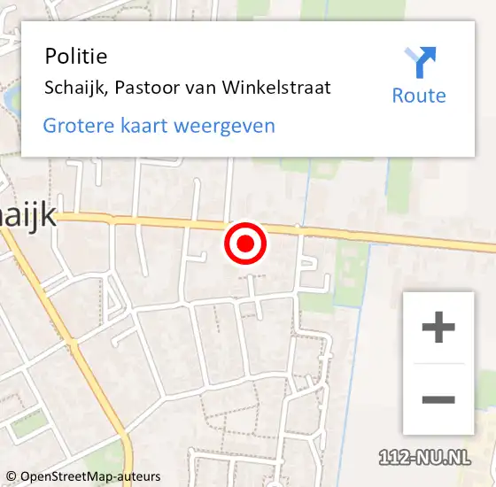 Locatie op kaart van de 112 melding: Politie Schaijk, Pastoor van Winkelstraat op 5 december 2022 12:22