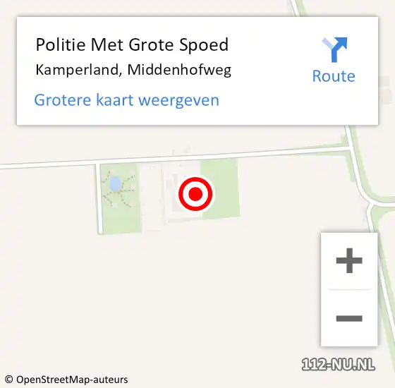 Locatie op kaart van de 112 melding: Politie Met Grote Spoed Naar Kamperland, Middenhofweg op 5 december 2022 14:16