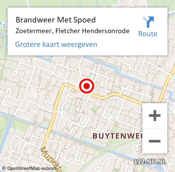 Locatie op kaart van de 112 melding: Brandweer Met Spoed Naar Zoetermeer, Fletcher Hendersonrode op 5 december 2022 14:30