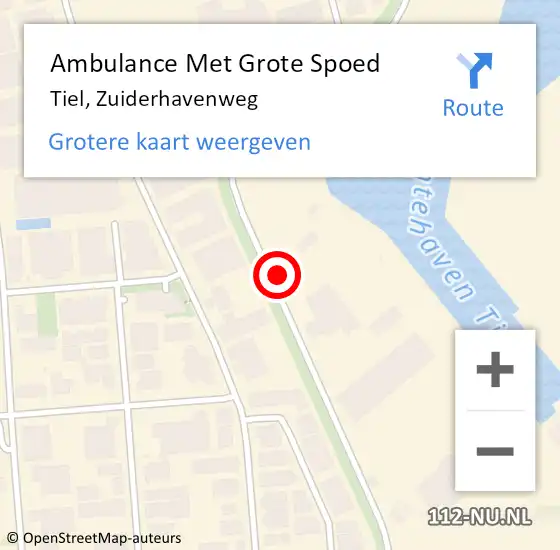 Locatie op kaart van de 112 melding: Ambulance Met Grote Spoed Naar Tiel, Zuiderhavenweg op 5 december 2022 14:46