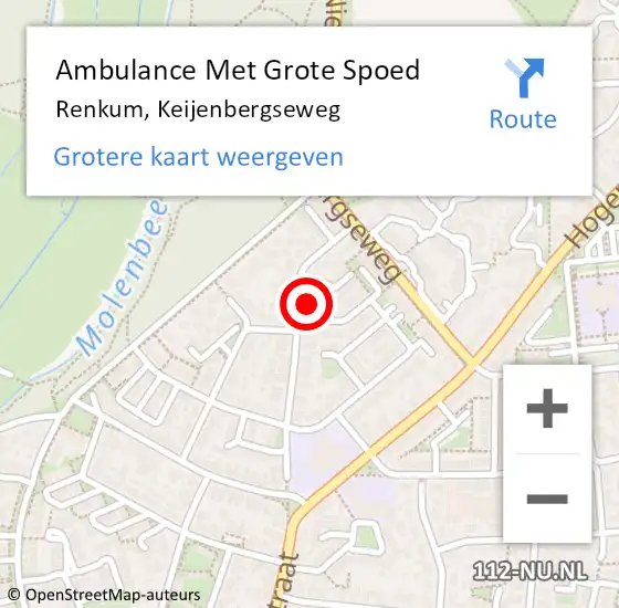 Locatie op kaart van de 112 melding: Ambulance Met Grote Spoed Naar Renkum, Keijenbergseweg op 5 december 2022 16:33