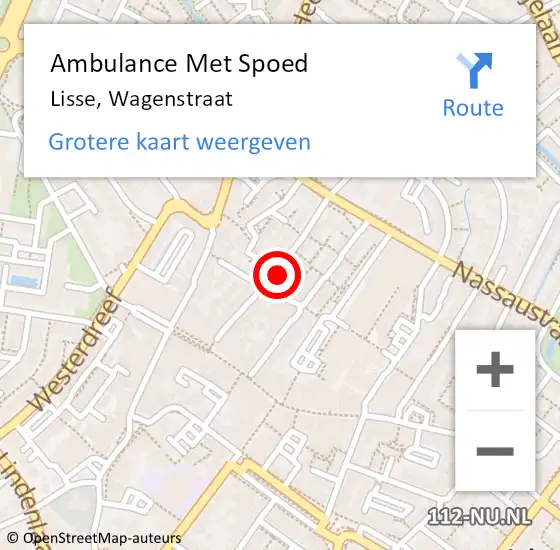 Locatie op kaart van de 112 melding: Ambulance Met Spoed Naar Lisse, Wagenstraat op 5 december 2022 16:53