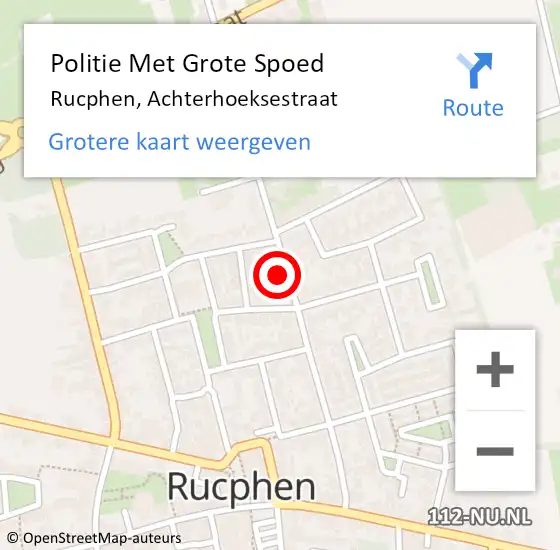 Locatie op kaart van de 112 melding: Politie Met Grote Spoed Naar Rucphen, Achterhoeksestraat op 5 december 2022 18:02
