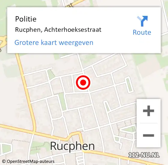 Locatie op kaart van de 112 melding: Politie Rucphen, Achterhoeksestraat op 5 december 2022 18:02