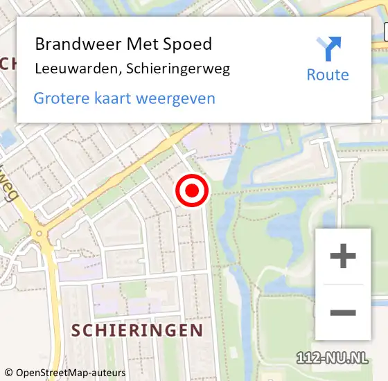 Locatie op kaart van de 112 melding: Brandweer Met Spoed Naar Leeuwarden, Schieringerweg op 5 december 2022 18:41