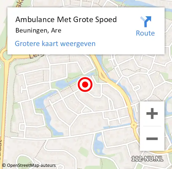 Locatie op kaart van de 112 melding: Ambulance Met Grote Spoed Naar Beuningen, Are op 5 december 2022 19:43