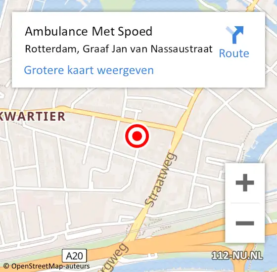 Locatie op kaart van de 112 melding: Ambulance Met Spoed Naar Rotterdam, Graaf Jan van Nassaustraat op 5 december 2022 21:29