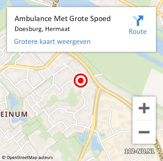 Locatie op kaart van de 112 melding: Ambulance Met Grote Spoed Naar Doesburg, Hermaat op 6 december 2022 00:18