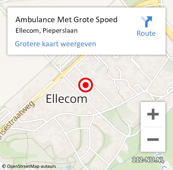 Locatie op kaart van de 112 melding: Ambulance Met Grote Spoed Naar Ellecom, Pieperslaan op 6 december 2022 08:07