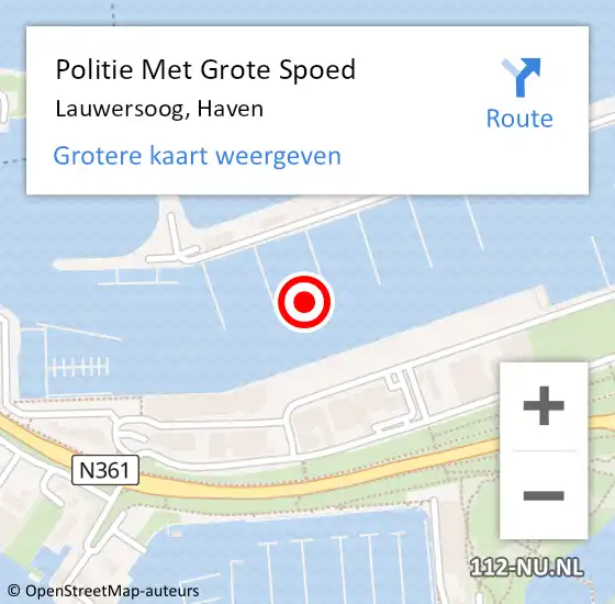 Locatie op kaart van de 112 melding: Politie Met Grote Spoed Naar Lauwersoog, Haven op 6 december 2022 08:16