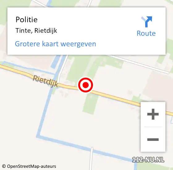 Locatie op kaart van de 112 melding: Politie Tinte, Rietdijk op 6 december 2022 09:17