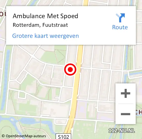 Locatie op kaart van de 112 melding: Ambulance Met Spoed Naar Rotterdam, Fuutstraat op 6 december 2022 10:21