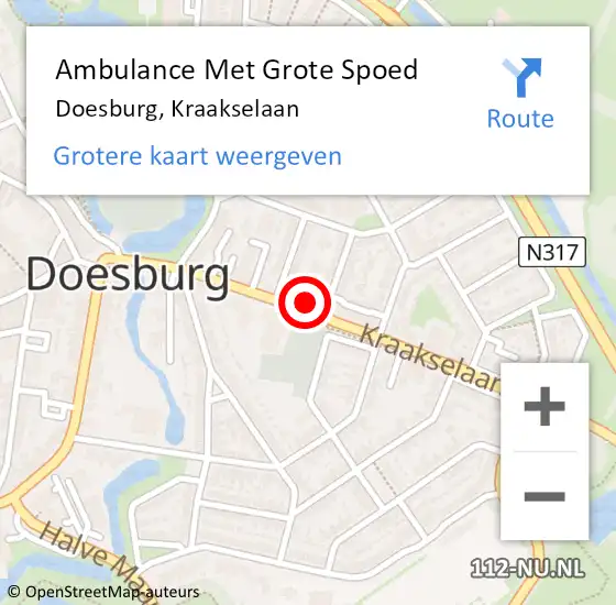 Locatie op kaart van de 112 melding: Ambulance Met Grote Spoed Naar Doesburg, Kraakselaan op 6 december 2022 12:14