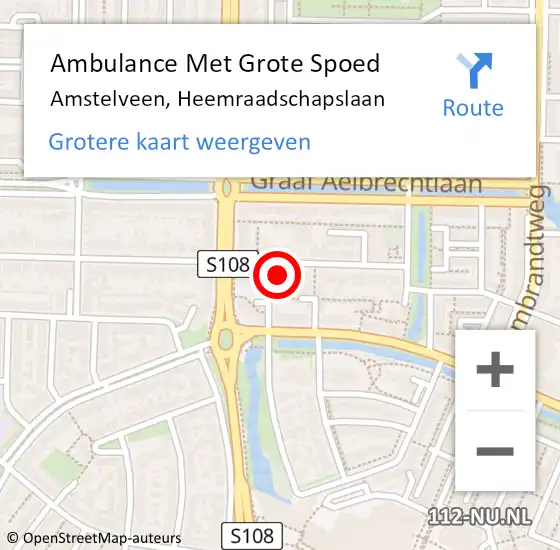 Locatie op kaart van de 112 melding: Ambulance Met Grote Spoed Naar Amstelveen, Heemraadschapslaan op 6 december 2022 12:31