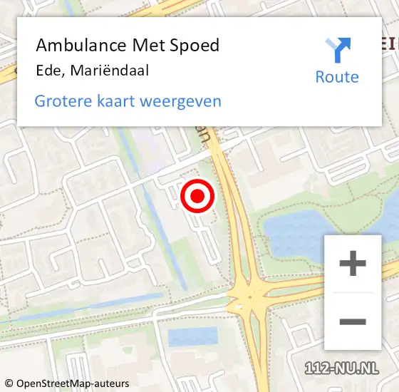 Locatie op kaart van de 112 melding: Ambulance Met Spoed Naar Ede, Mariëndaal op 6 december 2022 13:55