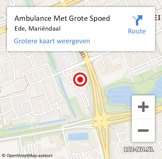 Locatie op kaart van de 112 melding: Ambulance Met Grote Spoed Naar Ede, Mariëndaal op 6 december 2022 13:57