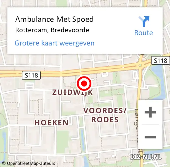 Locatie op kaart van de 112 melding: Ambulance Met Spoed Naar Rotterdam, Bredevoorde op 6 december 2022 14:36