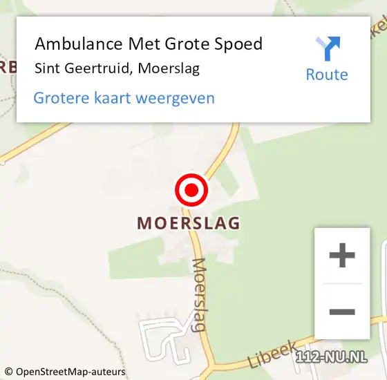 Locatie op kaart van de 112 melding: Ambulance Met Grote Spoed Naar Sint Geertruid, Moerslag op 6 december 2022 16:35