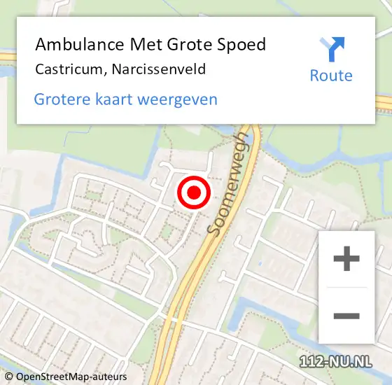 Locatie op kaart van de 112 melding: Ambulance Met Grote Spoed Naar Castricum, Narcissenveld op 6 december 2022 18:03