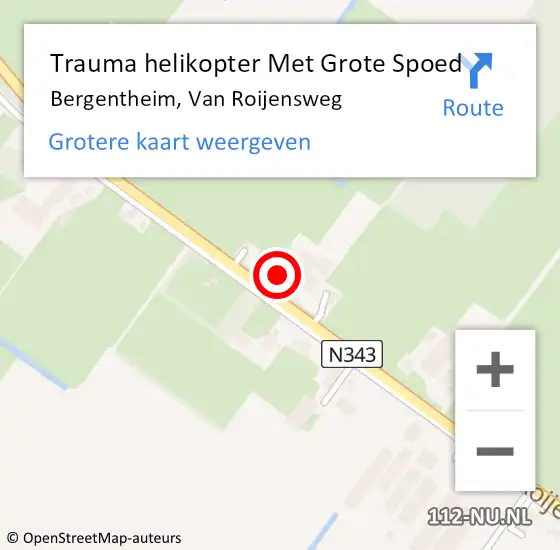 Locatie op kaart van de 112 melding: Trauma helikopter Met Grote Spoed Naar Bergentheim, Van Roijensweg op 6 december 2022 18:23