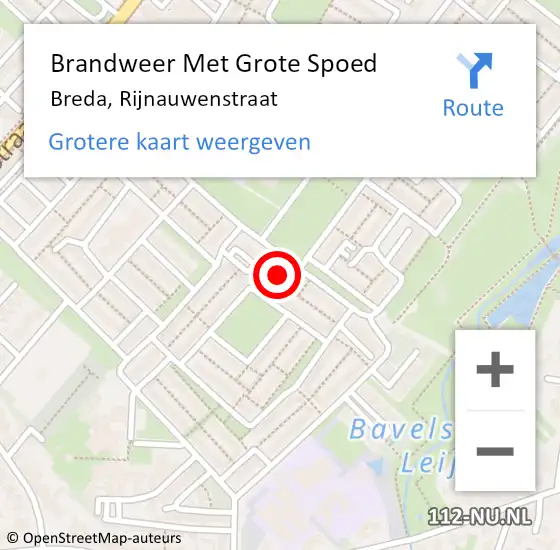 Locatie op kaart van de 112 melding: Brandweer Met Grote Spoed Naar Breda, Rijnauwenstraat op 6 december 2022 20:24