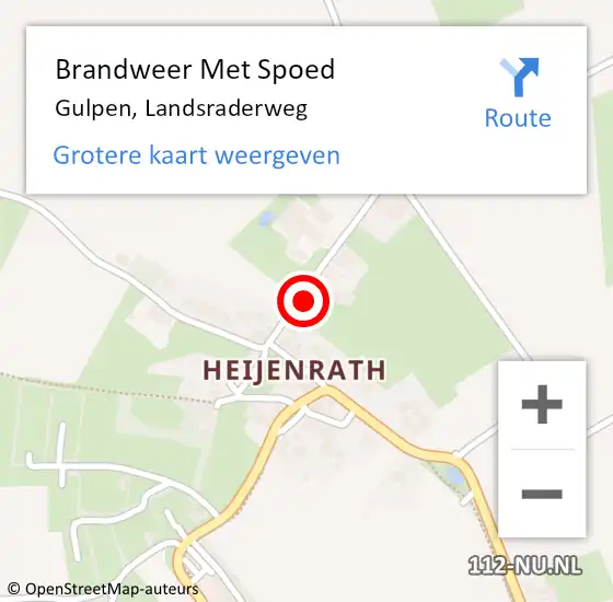 Locatie op kaart van de 112 melding: Brandweer Met Spoed Naar Gulpen, Landsraderweg op 6 december 2022 22:56