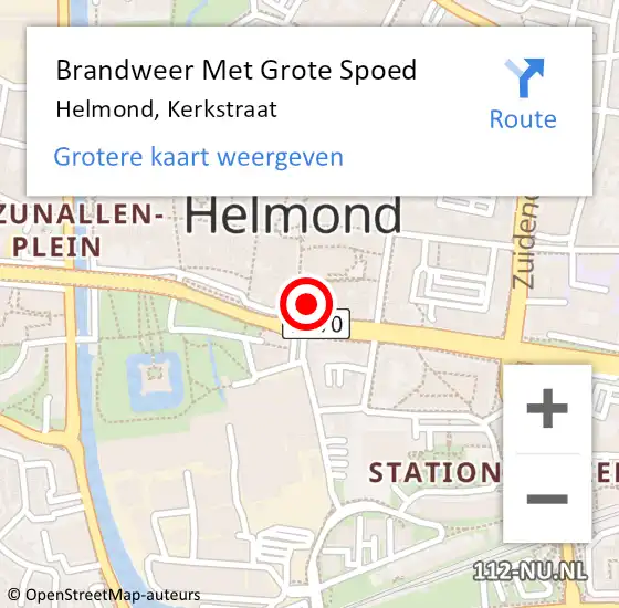 Locatie op kaart van de 112 melding: Brandweer Met Grote Spoed Naar Helmond, Kerkstraat op 7 december 2022 07:50