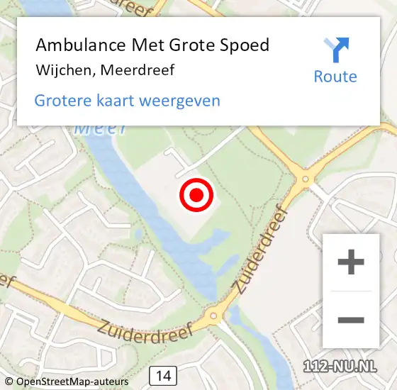 Locatie op kaart van de 112 melding: Ambulance Met Grote Spoed Naar Wijchen, Meerdreef op 7 december 2022 08:16