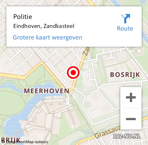 Locatie op kaart van de 112 melding: Politie Eindhoven, Zandkasteel op 7 december 2022 08:48