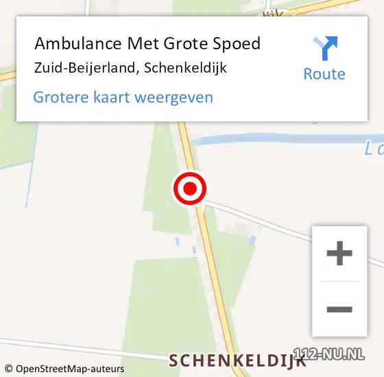 Locatie op kaart van de 112 melding: Ambulance Met Grote Spoed Naar Zuid-Beijerland, Schenkeldijk op 7 december 2022 08:51