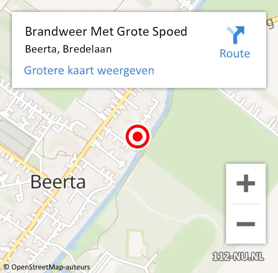 Locatie op kaart van de 112 melding: Brandweer Met Grote Spoed Naar Beerta, Bredelaan op 7 december 2022 09:41