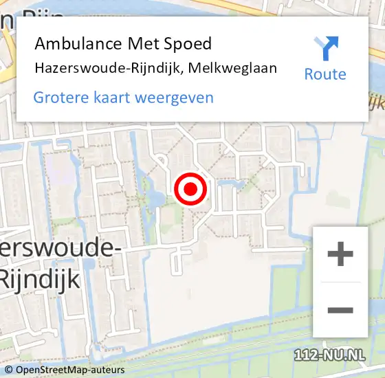 Locatie op kaart van de 112 melding: Ambulance Met Spoed Naar Hazerswoude-Rijndijk, Melkweglaan op 7 december 2022 10:08