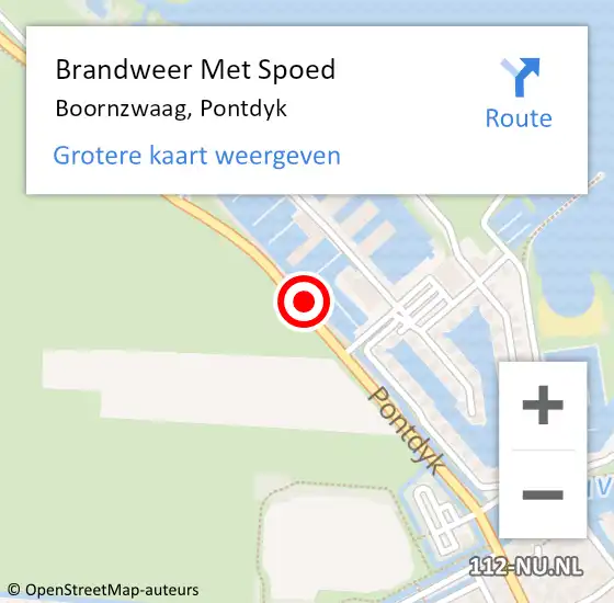 Locatie op kaart van de 112 melding: Brandweer Met Spoed Naar Boornzwaag, Pontdyk op 7 december 2022 11:29