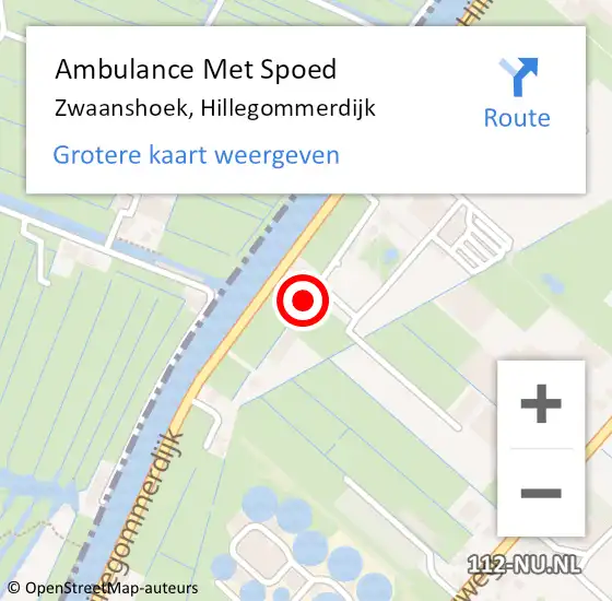 Locatie op kaart van de 112 melding: Ambulance Met Spoed Naar Zwaanshoek, Hillegommerdijk op 7 december 2022 11:43