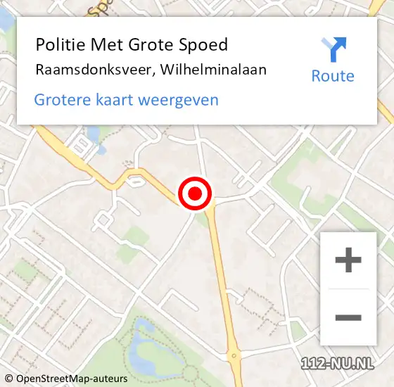 Locatie op kaart van de 112 melding: Politie Met Grote Spoed Naar Raamsdonksveer, Wilhelminalaan op 7 december 2022 15:34
