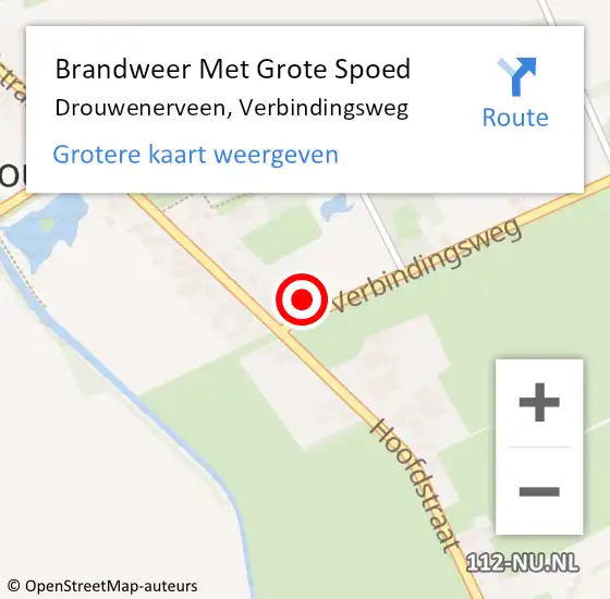 Locatie op kaart van de 112 melding: Brandweer Met Grote Spoed Naar Drouwenerveen, Verbindingsweg op 7 december 2022 16:02