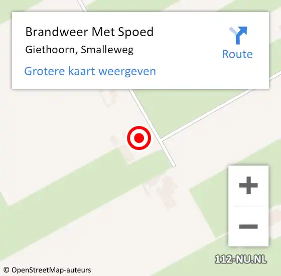Locatie op kaart van de 112 melding: Brandweer Met Spoed Naar Giethoorn, Smalleweg op 7 december 2022 17:17