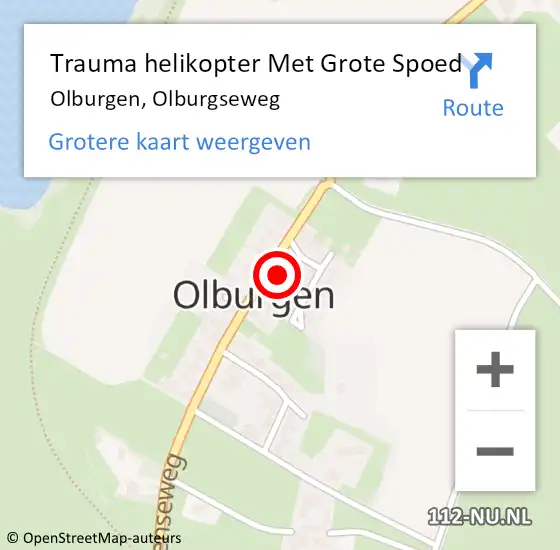Locatie op kaart van de 112 melding: Trauma helikopter Met Grote Spoed Naar Olburgen, Olburgseweg op 7 december 2022 17:41