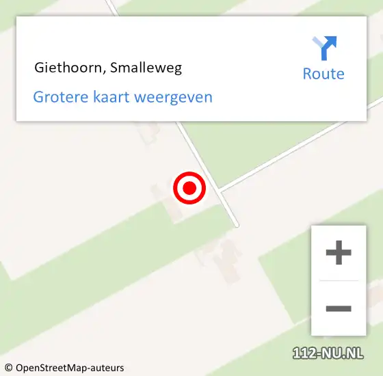 Locatie op kaart van de 112 melding:  Giethoorn, Smalleweg op 7 december 2022 18:00